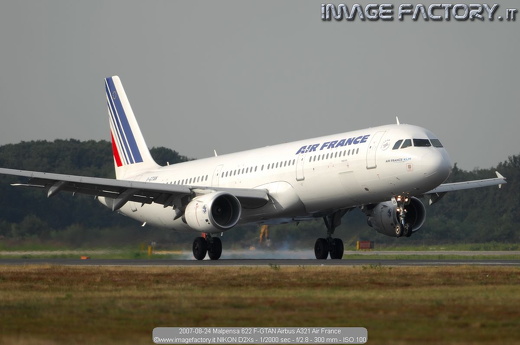 2007-08-24 Malpensa 622 F-GTAN Airbus A321 Air France
